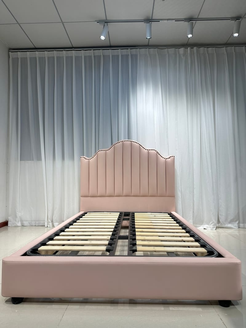 Youfan Art Castle Headboard Pink Velvet Kids Bed