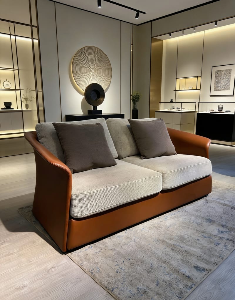 Mextra YH07X-2 Three-Seat Leather Sofa