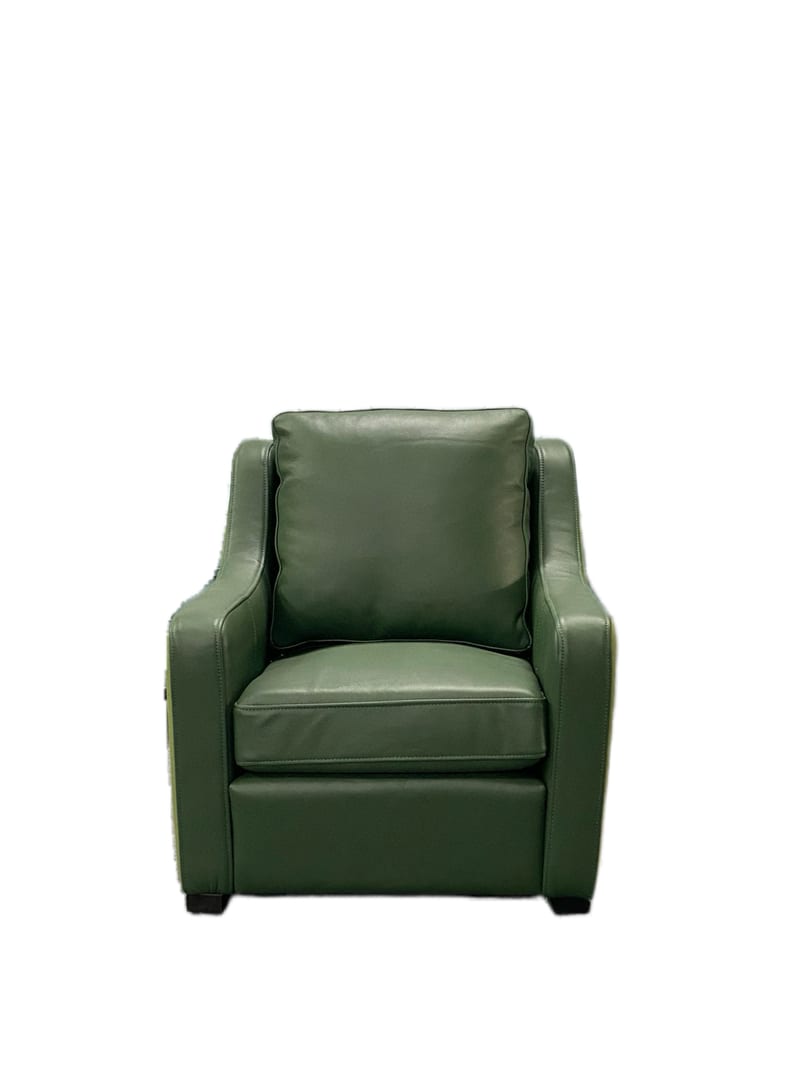 Full Leather Kids Lounge Chair, Olive Green