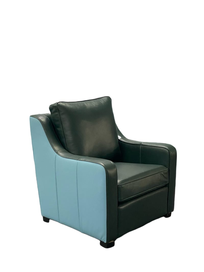 Full Leather Kids Lounge Chair Blue-Green