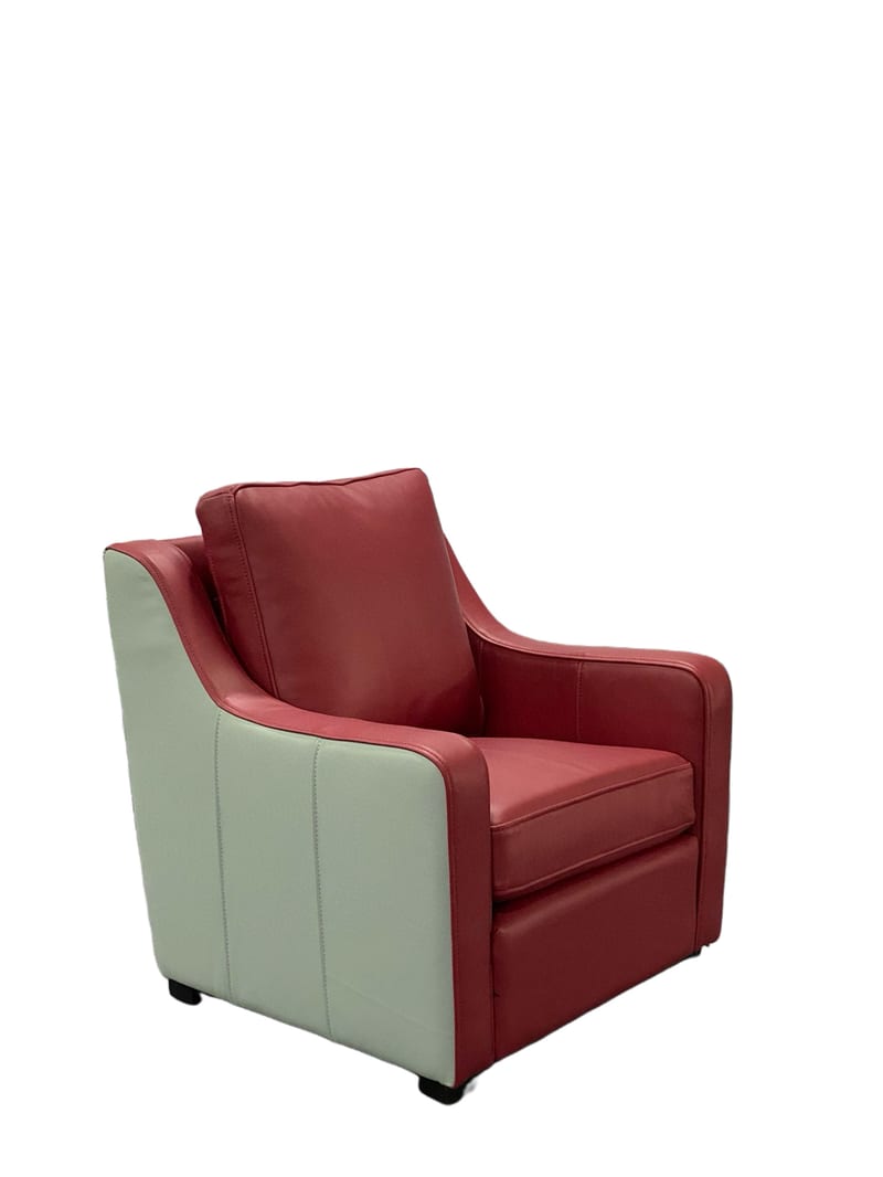 Full Leather Kids Chair in Red & Light Green