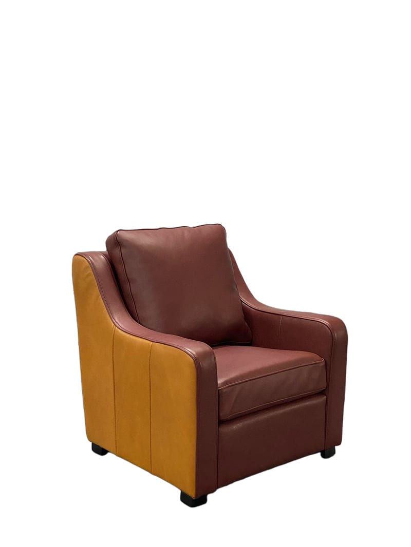 Full Leather Kids Lounge Chair, Brown & Tan