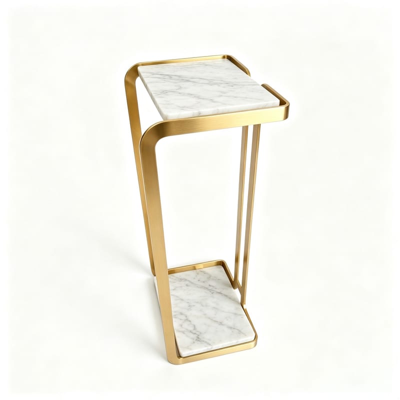 LIFEDBO LH-6007-1 Brushed Brass Plant Stand & Side Table