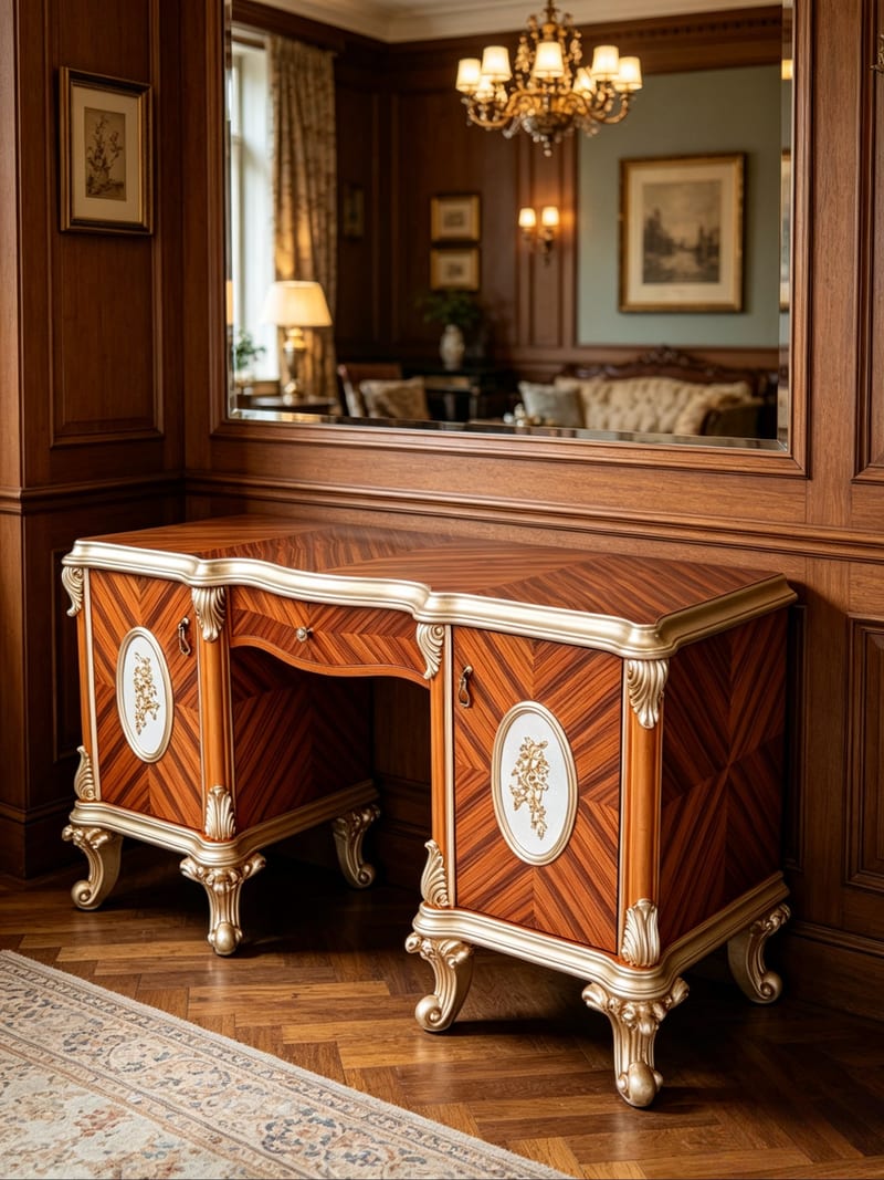 LIFEDBO M-FL-3002-D French Solid Wood Vanity Desk
