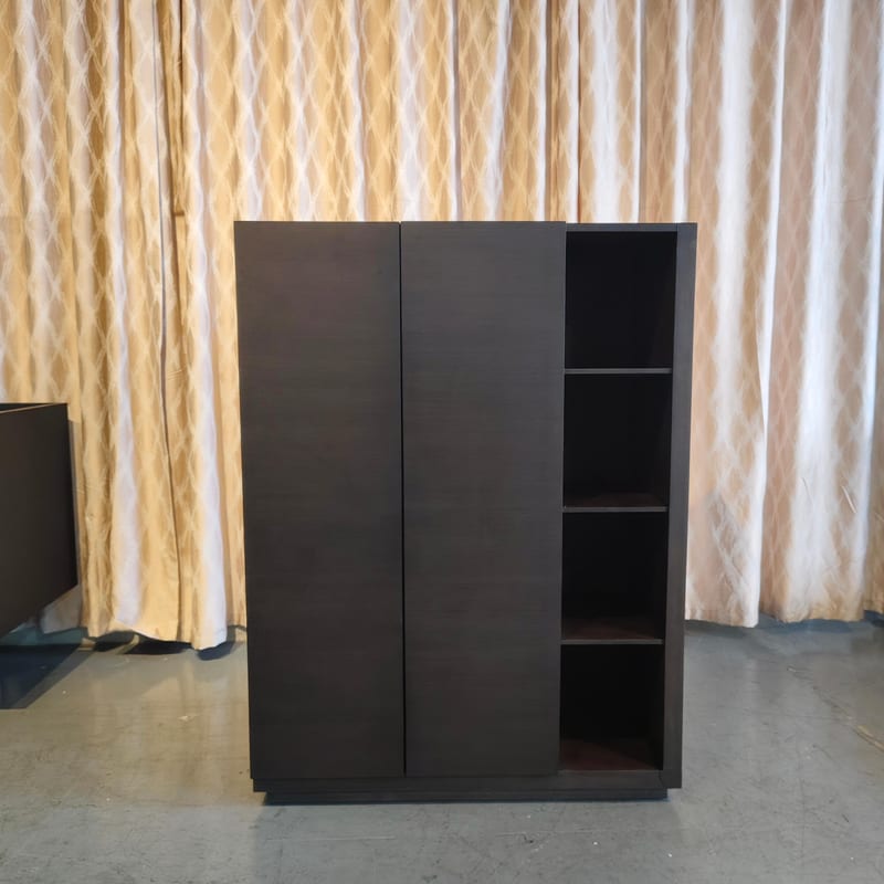 Smoked Wood Veneer Shoe Cabinet