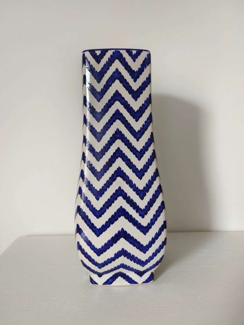 Vintage Two-Tone Ceramic Vase Lamp Base