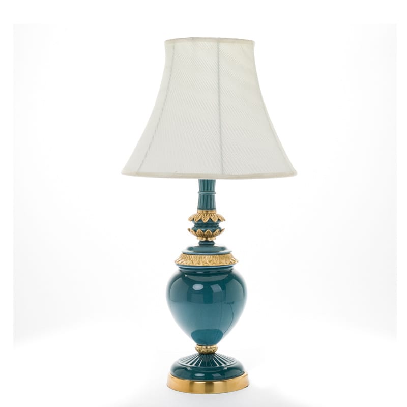 Copper-Wrapped Ceramic Table Lamp, Teal