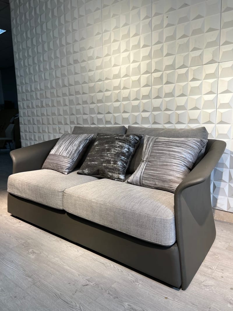 Mextra YH07-2 3-Seat Fabric Sofa in Gray