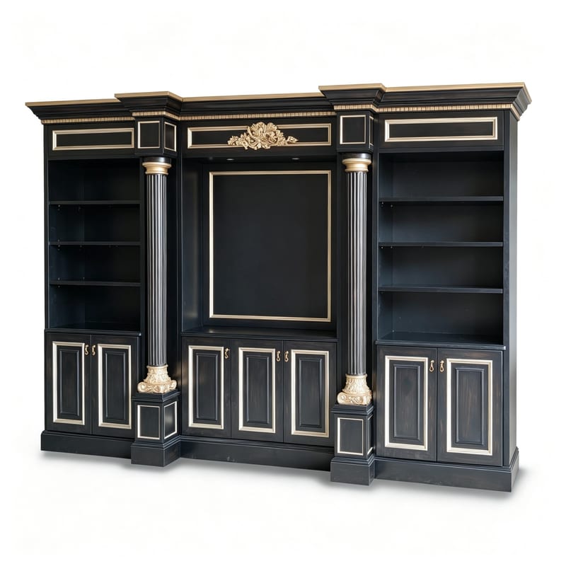 LIFEDBO Double Roman Column Solid Walnut Bookcase