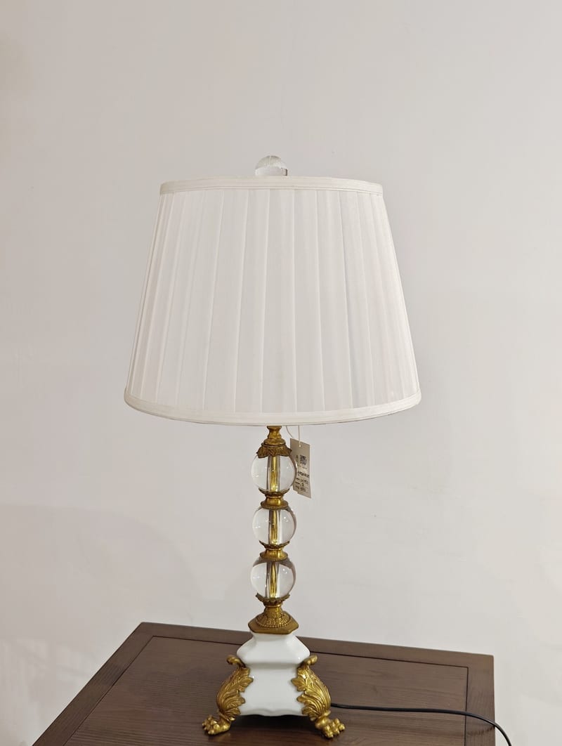Copper-Wrapped Porcelain Crystal Table Lamp