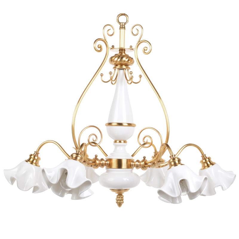 Italian Design Copper & Bone China Pendant Light