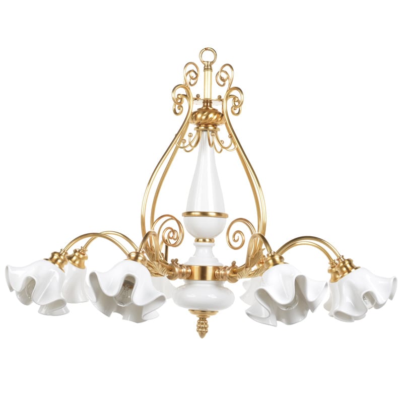 Copper-Clad Porcelain Pendant Light, Italian Design