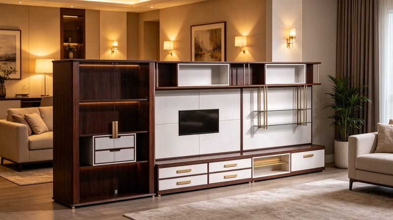 Bosen Borui Ebony Solid Wood TV Wall Unit