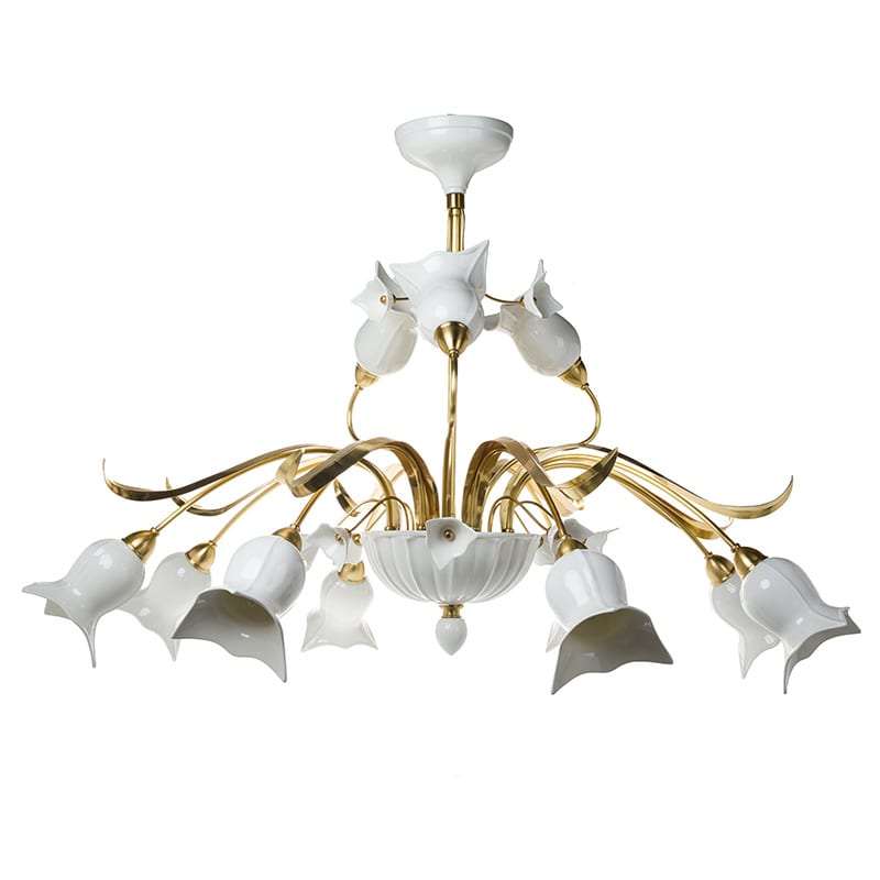 Italian Design Copper & Bone China Pendant Light