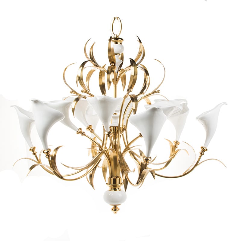 Copper & Bone China Pendant Light, Italian Design