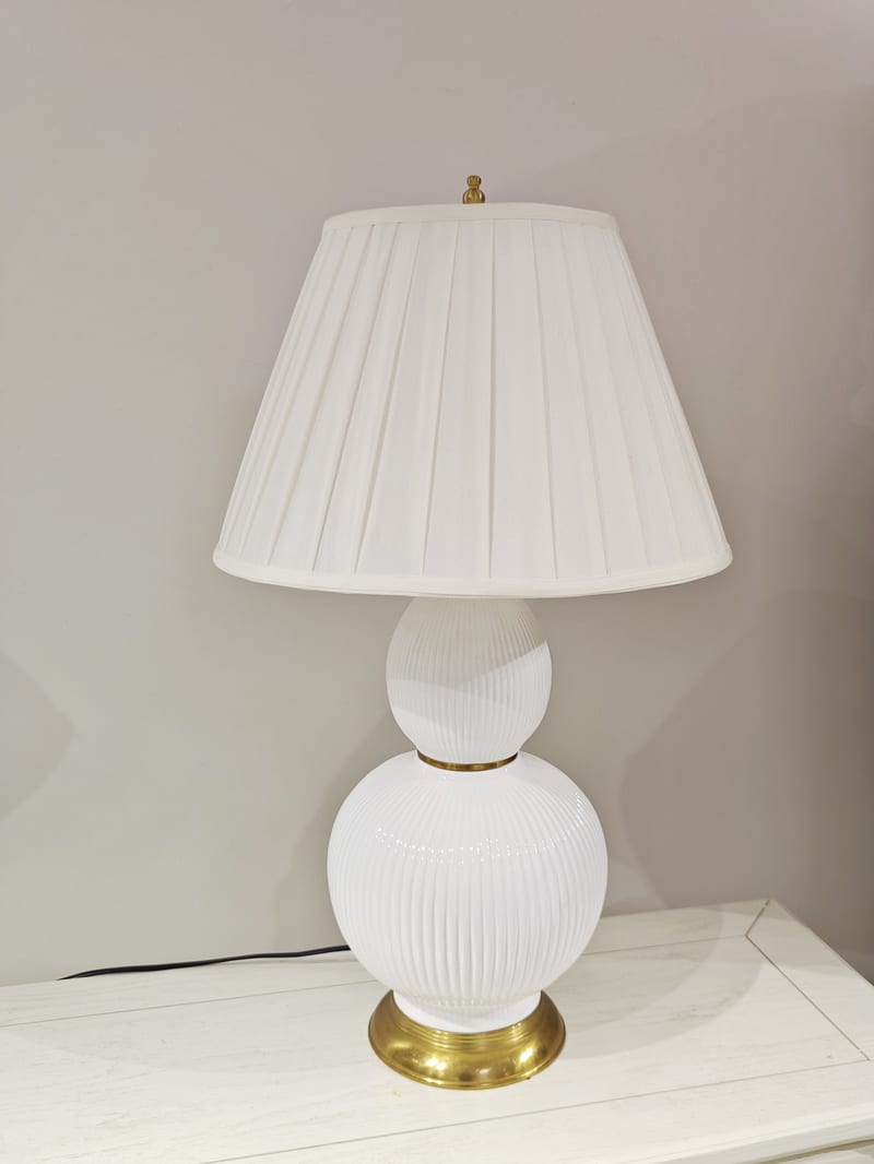 American Copper-Clad Ceramic Gourd Table Lamp