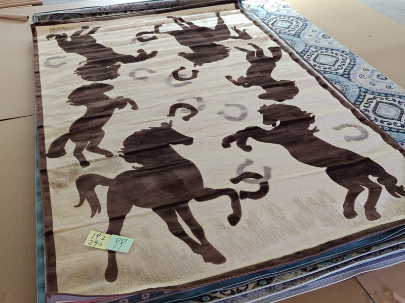 Jimei Themis Imported Rug, Cotton-Linen-Polyester Blend, Black