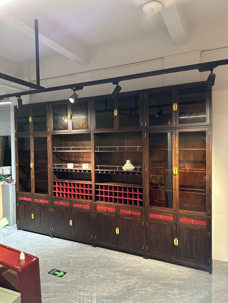 Beson Ink Wash Modular Wine Cabinet — Solid Wood