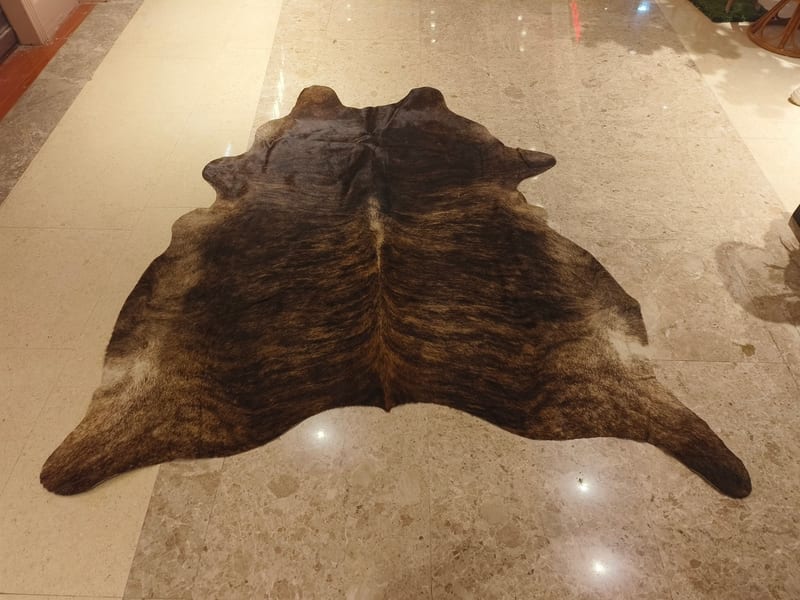 Imported Cowhide Rug in Brown Rustic
