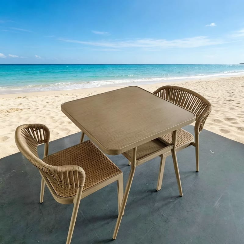 Scandinavian Iron Outdoor Bistro Set with Two Chairs