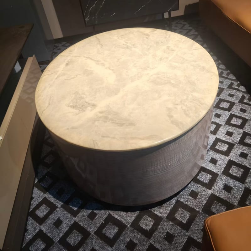 Jielinkana Oval Solid Oak Coffee Table with Marble Top