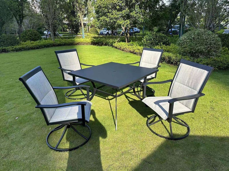 Black Iron Outdoor Dining Set with Four Chairs