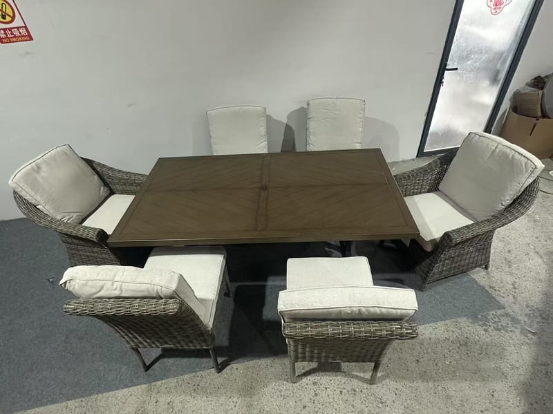 All-Aluminum 7-Piece Outdoor Dining Set with Rattan
