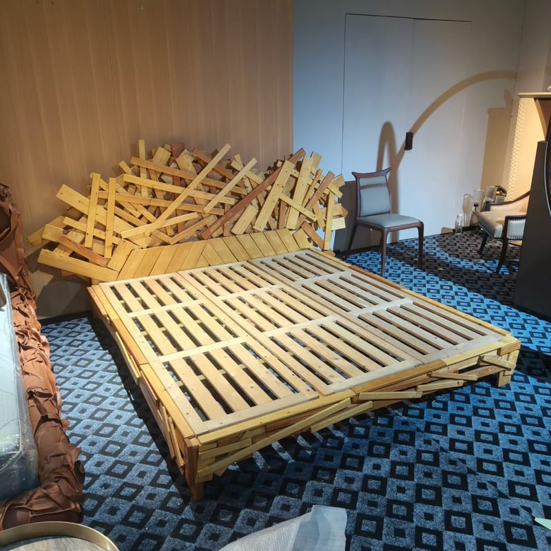 Solid Pine Queen Bed Frame in Natural Finish
