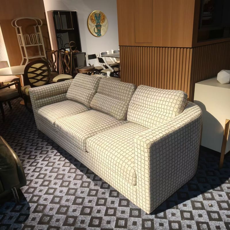 Designer Four-Seat Straight Sofa, Birch Frame, Wool Upholstery