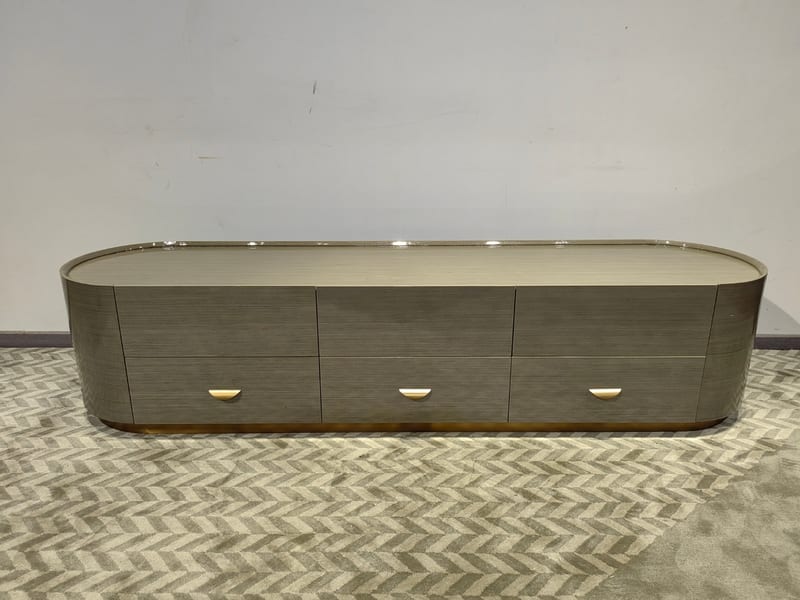 Gray Glam Solid Beech TV Stand with Drawers