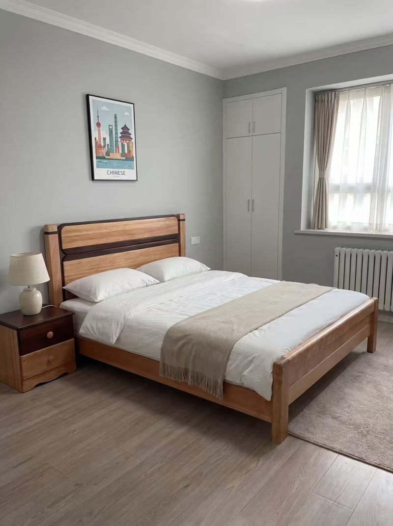 Mahogany Solid Wood Kids Bed with Wax Finish