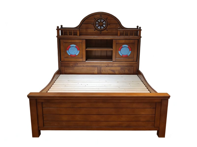 Qicai Rensheng VEG American Retro Solid Pine Bed