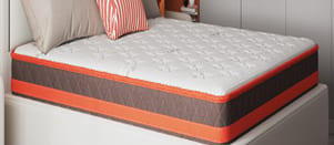 Qicai Rensheng Kids Bed Mattress, White with Orange Piping