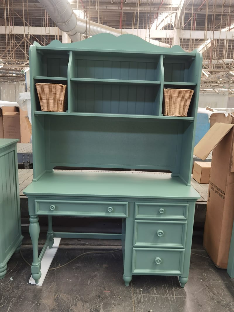 American Style Solid Wood Kids Desk and Bookshelf Set in Blue