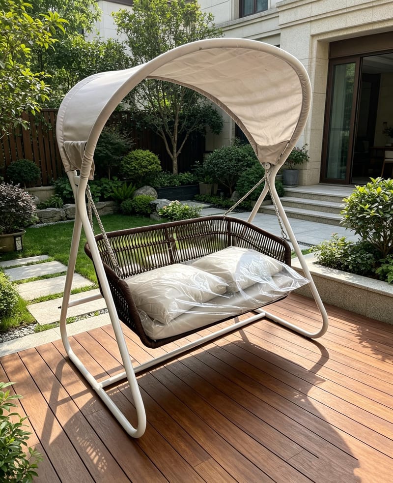 Nordic White Aluminum Outdoor Double Swing Chair