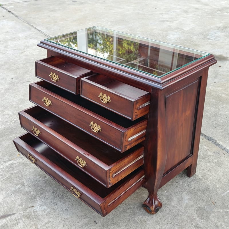 Bally William Hand-Carved Mahogany Five-Drawer Dresser