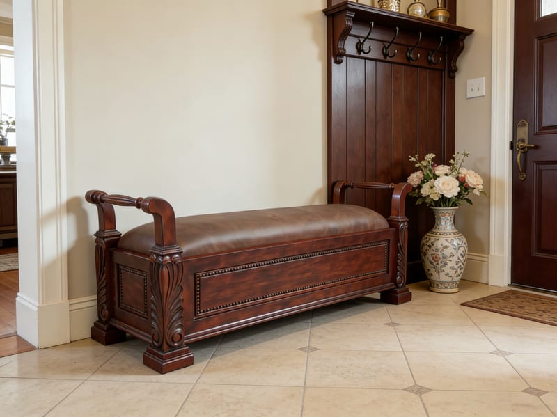 Bally William A2004 Hand-Carved Mahogany Bed Bench