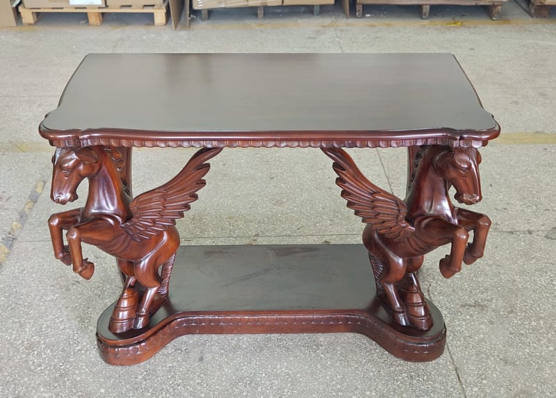 Bally William Carved Pegasus Mahogany Console Table D2033