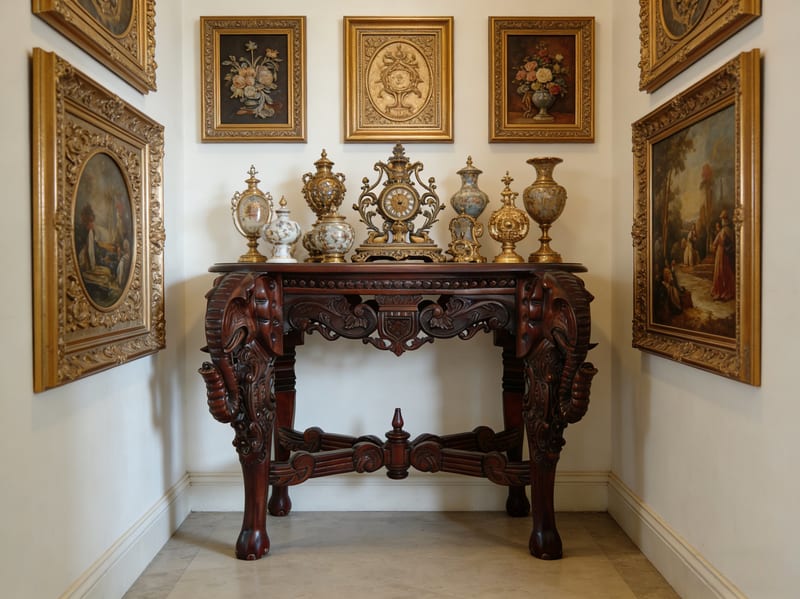 Bally William Hand-Carved Elephant Console Table A2004
