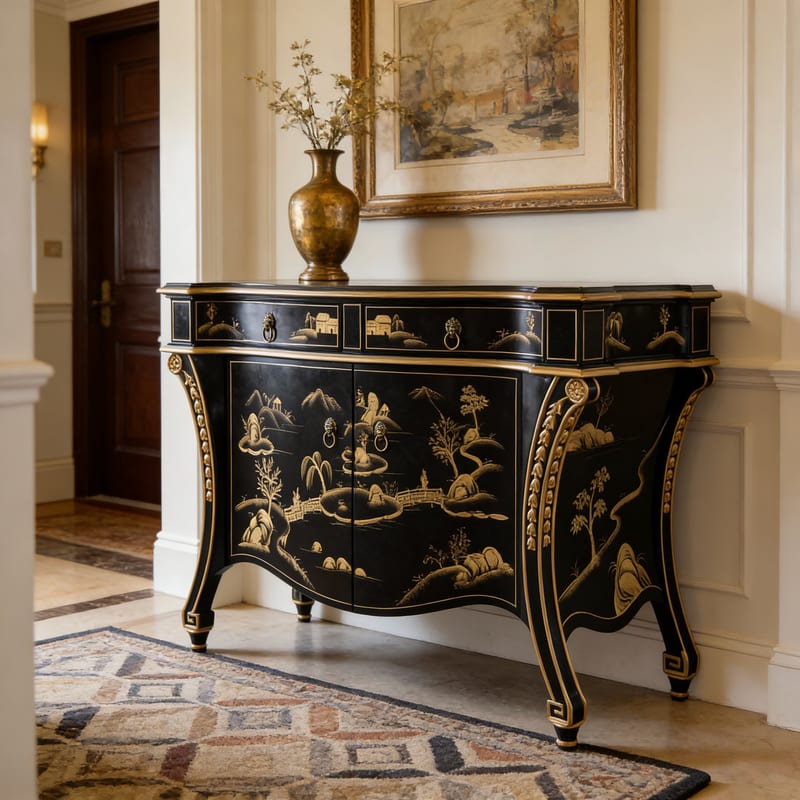 Tailande Alexander Mahogany Hand-Painted Sideboard
