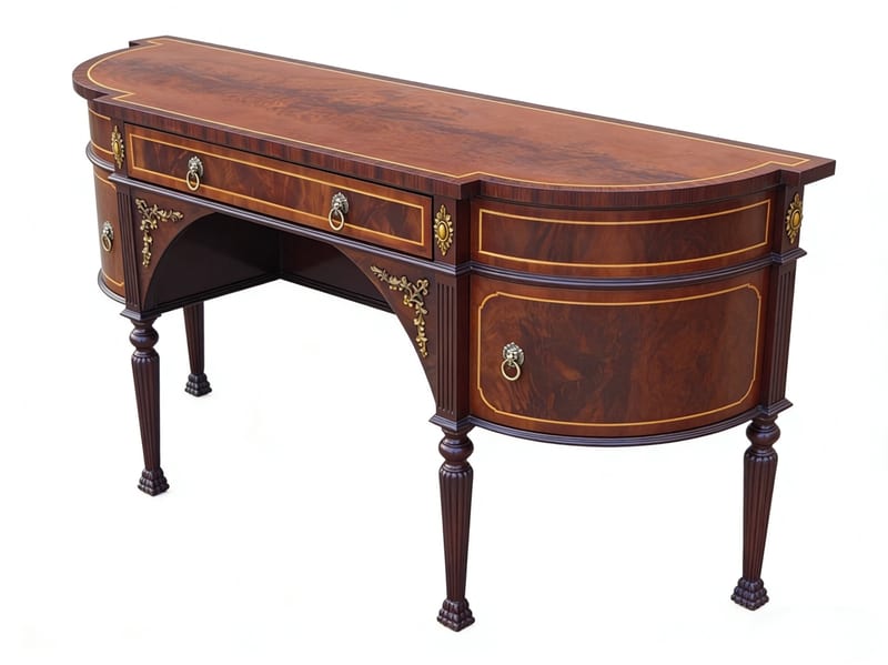 Alexander Thailand Mahogany Console Cabinet with Shell & Brass Inlay
