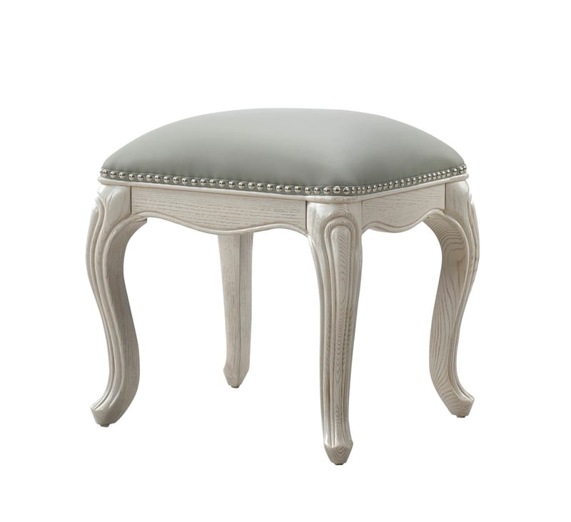 Renhao Fifth Avenue 2951-D Solid Wood Leather Vanity Stool