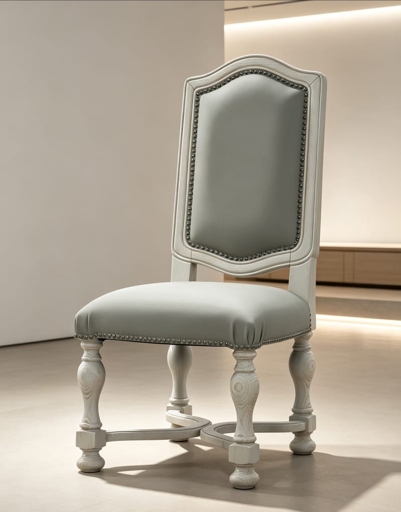 Renhao Fifth Avenue French Solid Wood Leather High-Back Dining Chair 2951A-D01