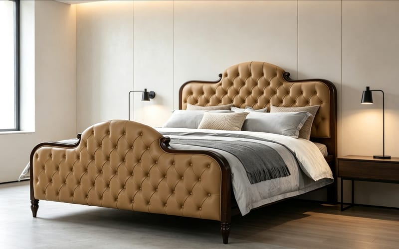 Renhao Jupin Fifth Avenue American Leather & Solid Wood Bed BT-2914