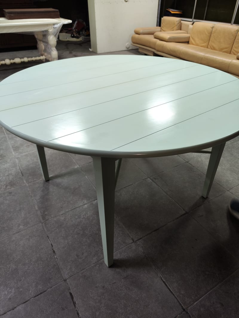 Distressed Solid Wood Round Dining Table, Showroom Sample