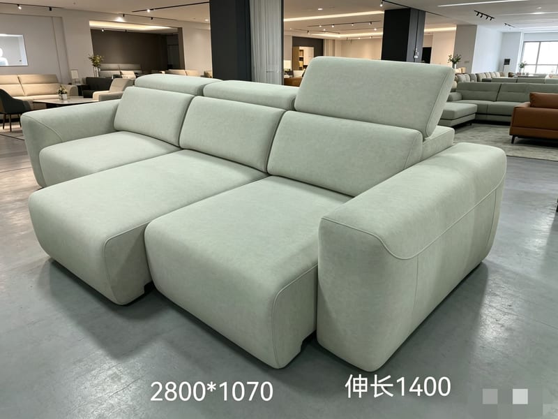 Light Gray Performance Fabric Power Reclining Sofa
