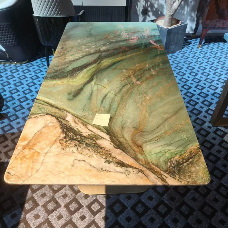 Italian Minimalist Natural Stone Rectangular Dining Table