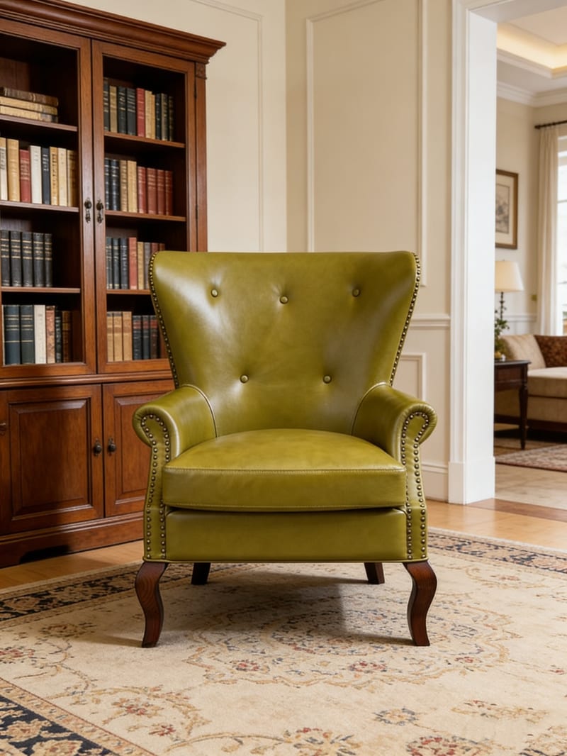 HOOS American Waxed Leather Wingback Lounge Chair