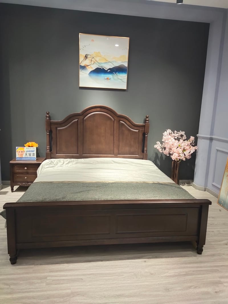 American Country Roman Column Solid Rubberwood Bed
