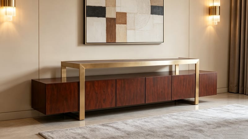Four Corners American Cherry Wood TV Stand